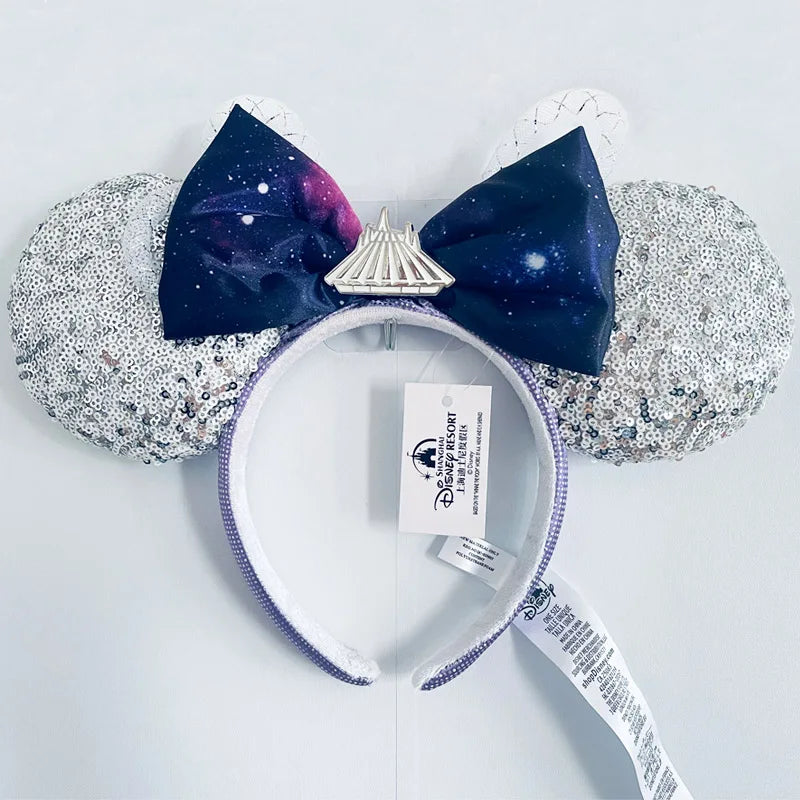 Disney Princess Headband Mickey Ear Rapunzel Snow White Sequin Bow Hair Hoop Gift Girl Accessories Halloween Gift Christmas Jack