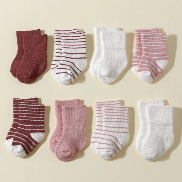 4 Pairs Baby Socks 0-12 Months, Non-Slip Infant Soft Socks for Boys and Girls, Newborn Baby Cute Ankle Socks Spring and Autumn