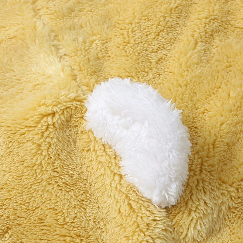Baby Plush Rompers Winter Toddler Warm Polar Fleece Outfits Newborn Long Sleeve Bunny Ear Hooded Zipper Closure Jumpsuits
