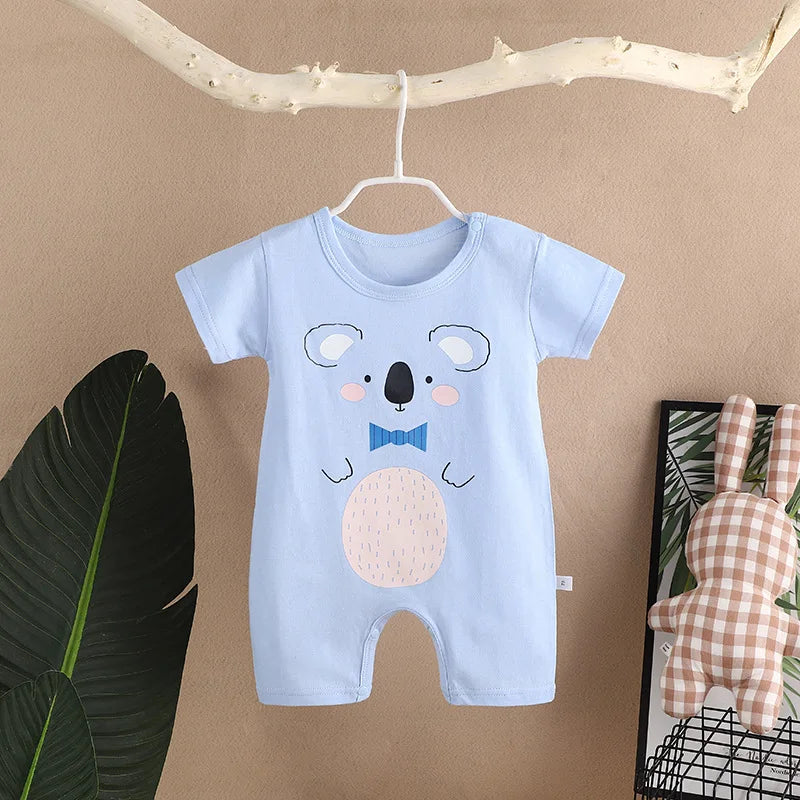 Infant Toddler Crawling Clothes Cotton Summer Boys Girls Thin Baby Short Sleeve Romper Children's Onesie