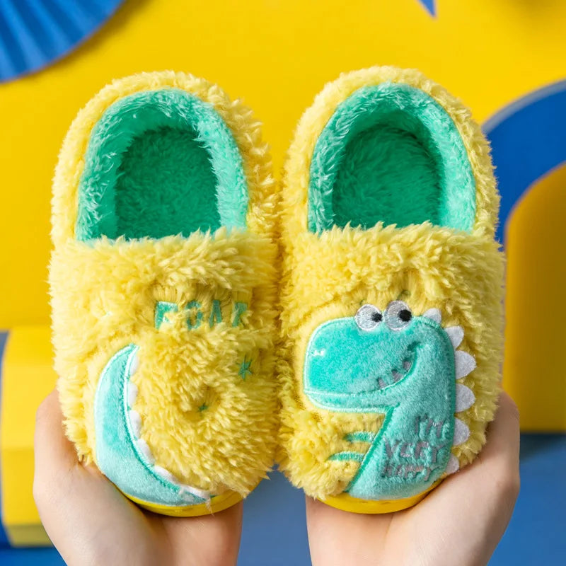 Baby cotton slippers 1-3 years old 2 men autumn/winter indoor anti slip children plush children's cotton shoes bag heel home sho