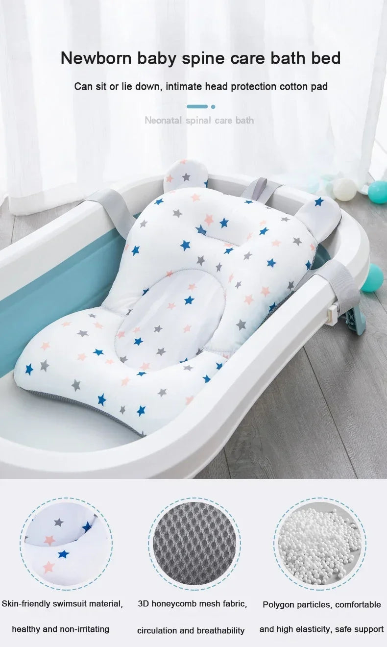 Adjustable Bath Tub Shower Cushion Newborn Support Seat Mat Baby Bath Seat Floating Water Pad Portable Foldable Baby Bathtub Pad