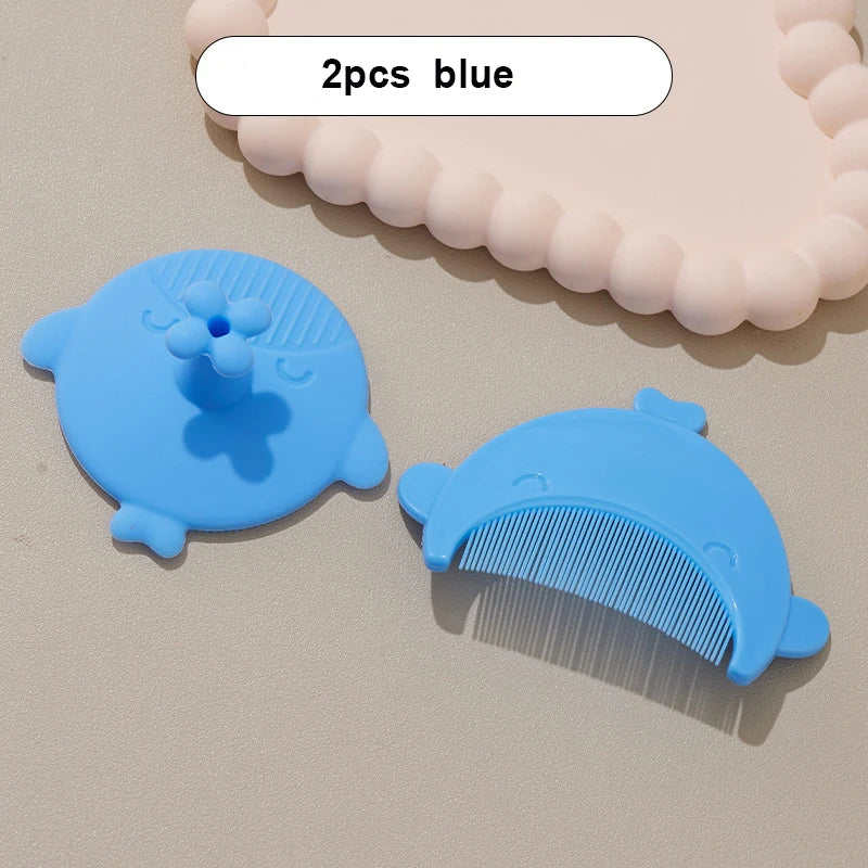 2pcs Set Infant Silicon Head Massager Fetal Head Fat Comb Toddler Bathing Soft Comb Newborn Hair Cleaning Baby Care Accessories
