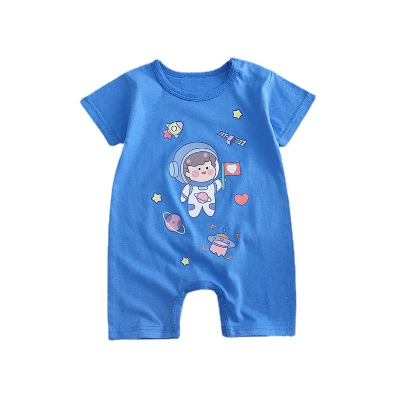 Infant Toddler Crawling Clothes Cotton Summer Boys Girls Thin Baby Short Sleeve Romper Children's Onesie