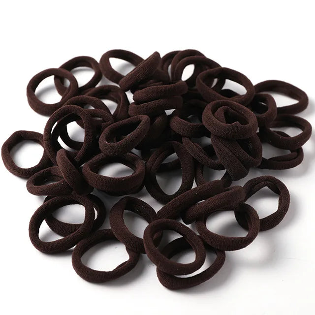 50pcs 3cm Candy Color Nylon Elastic Hair Bands Rubber Bands Scrunchies Hair Ropes Ponytail Holder Hair Accessories Set Black Red