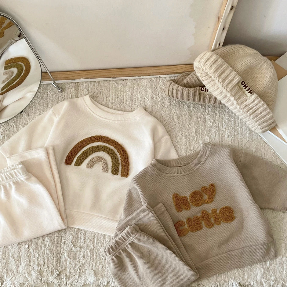 Two Piece Casual Autumn Infant Set Boys and Girls Casual Long Sleeve Top+Loose Pants Newborn Baby Clothing Set