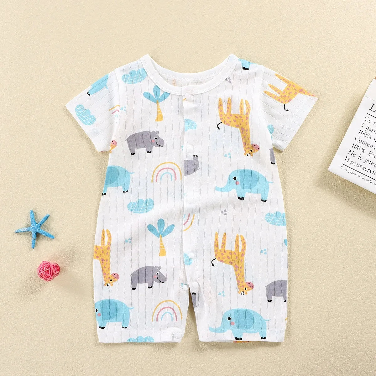 New Baby Onesies Climbing Clothes Pure Cotton Summer Newborn Boys Girls Rompers Short-Sleeved Thin Harness Infant Clothes