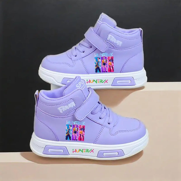 New Kpop Demon Hunter Children Sneakers For Girls High-Top Shoe Autumn White Shoe Casual Running Shoe Anti Slip Soft Sole Tenis