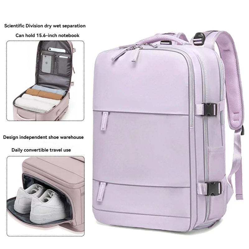 Large capacity women's dry wet separation backpack, commuting computer bag, multifunctional waterproof backpack
