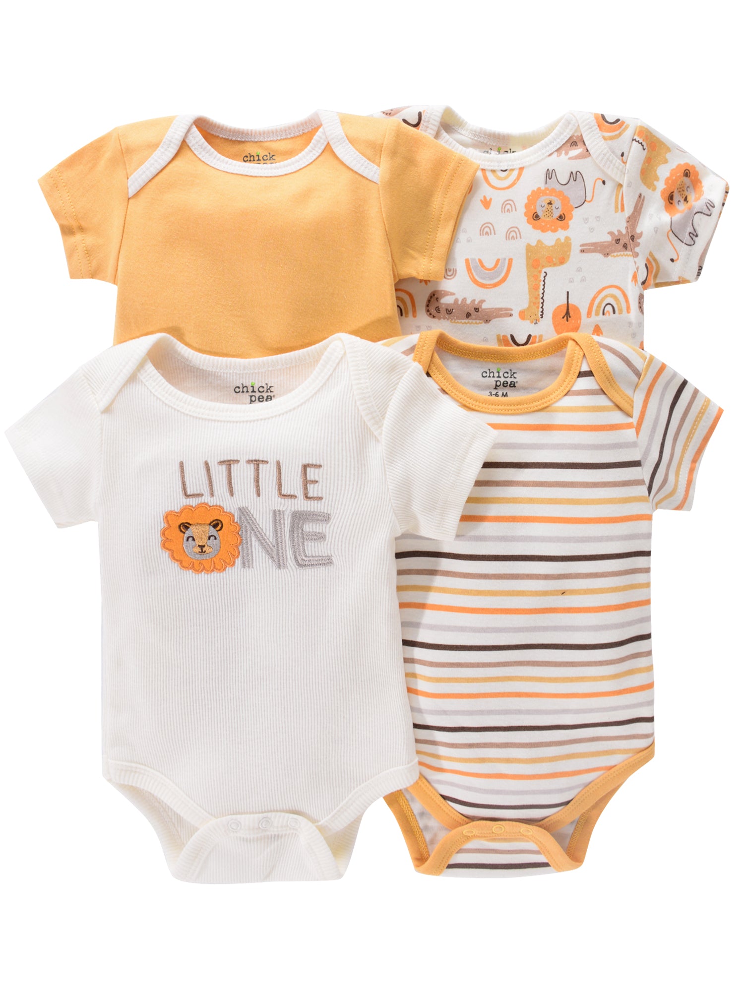 4PCS Newborn Infant Romper Short Sleeve Round Neck Cartoon Animal Flowers Print Bodysuit Onesies For Baby Boys And Girls Clothes