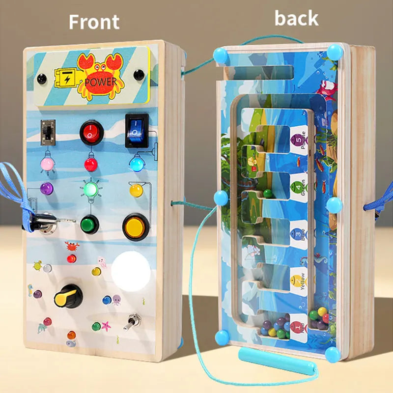 Montessori Busy Board Children Toys Led Light Switch Simulate Car Steering Wheel Travel Activities Sensory Game Educational Toys