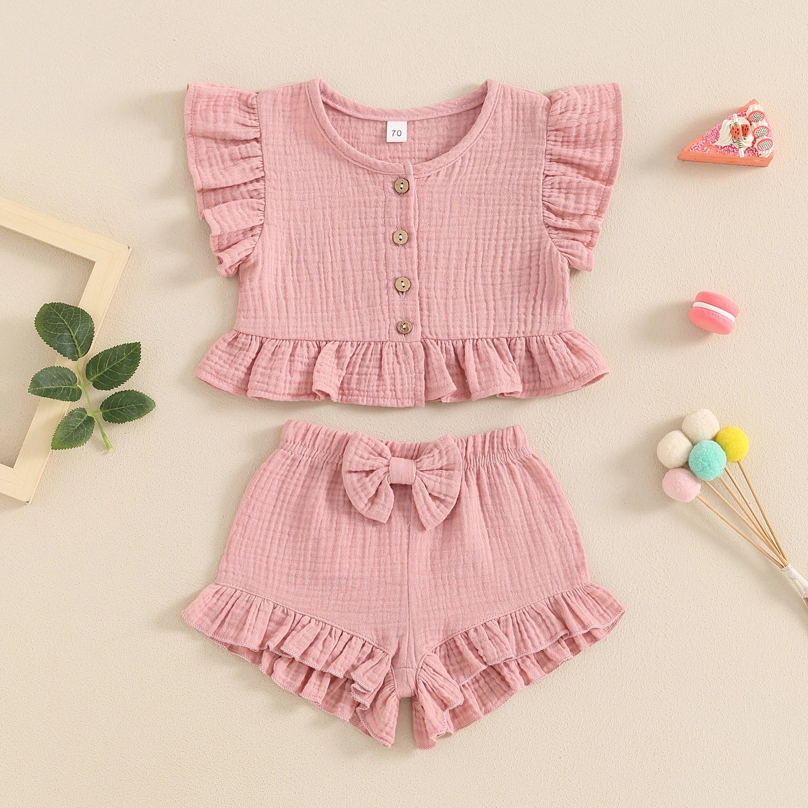 ma&baby 6M-4Y Toddler Infant Kid Baby Girl Clothes Sets Ruffle Button Tops Shorts Summer Casual Clothing Outfits