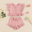 ma&baby 6M-4Y Toddler Infant Kid Baby Girl Clothes Sets Ruffle Button Tops Shorts Summer Casual Clothing Outfits