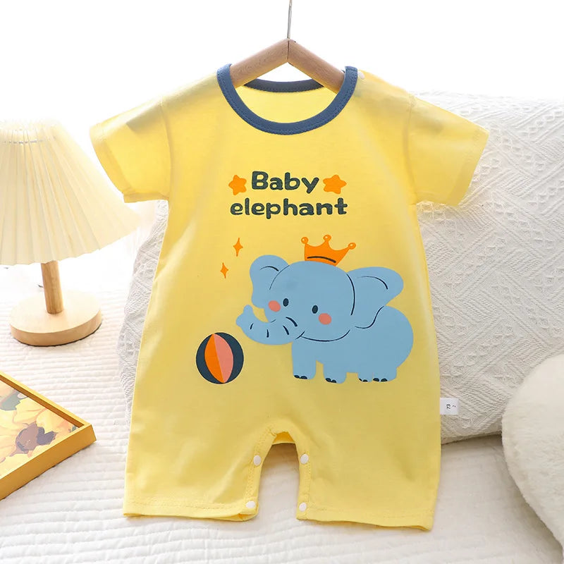 Infant Toddler Crawling Clothes Cotton Summer Boys Girls Thin Baby Short Sleeve Romper Children's Onesie
