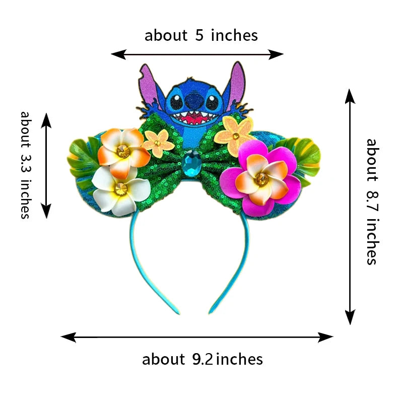 2025 New Style Mickey Minnie Ear Headband Sequin Bows Girl Adult Kids Halloween Party Cosplay Hair Accessories Princess Hairband