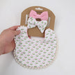 3Pcs/Set Baby Flower Bibs & Headbands Bow Nylon Hairbands Double Side Saliva Towel Feeding Burp Cloth Scarf Boys Girls Headwear