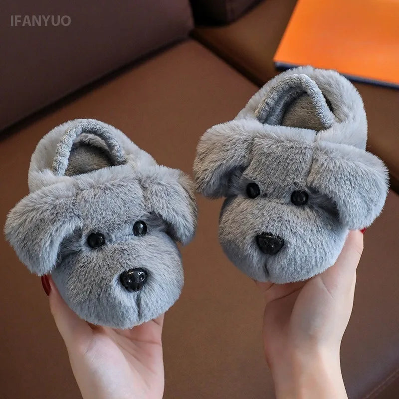 Children's Cotton Slippers for Boys Aged 1-5 Years Old Cute Cartoon Girls' Slippers Infants and Young Children Autumn and Winter