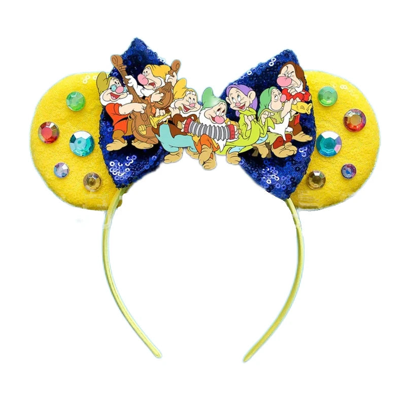 2025 New Style Mickey Minnie Ear Headband Sequin Bows Girl Adult Kids Halloween Party Cosplay Hair Accessories Princess Hairband