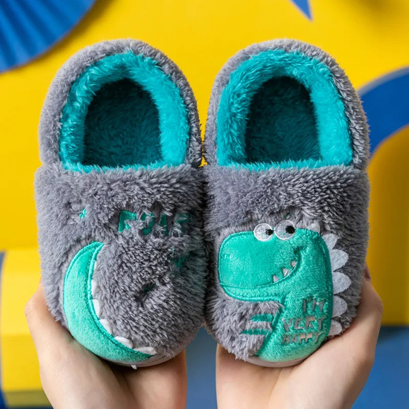 Baby cotton slippers 1-3 years old 2 men autumn/winter indoor anti slip children plush children's cotton shoes bag heel home sho
