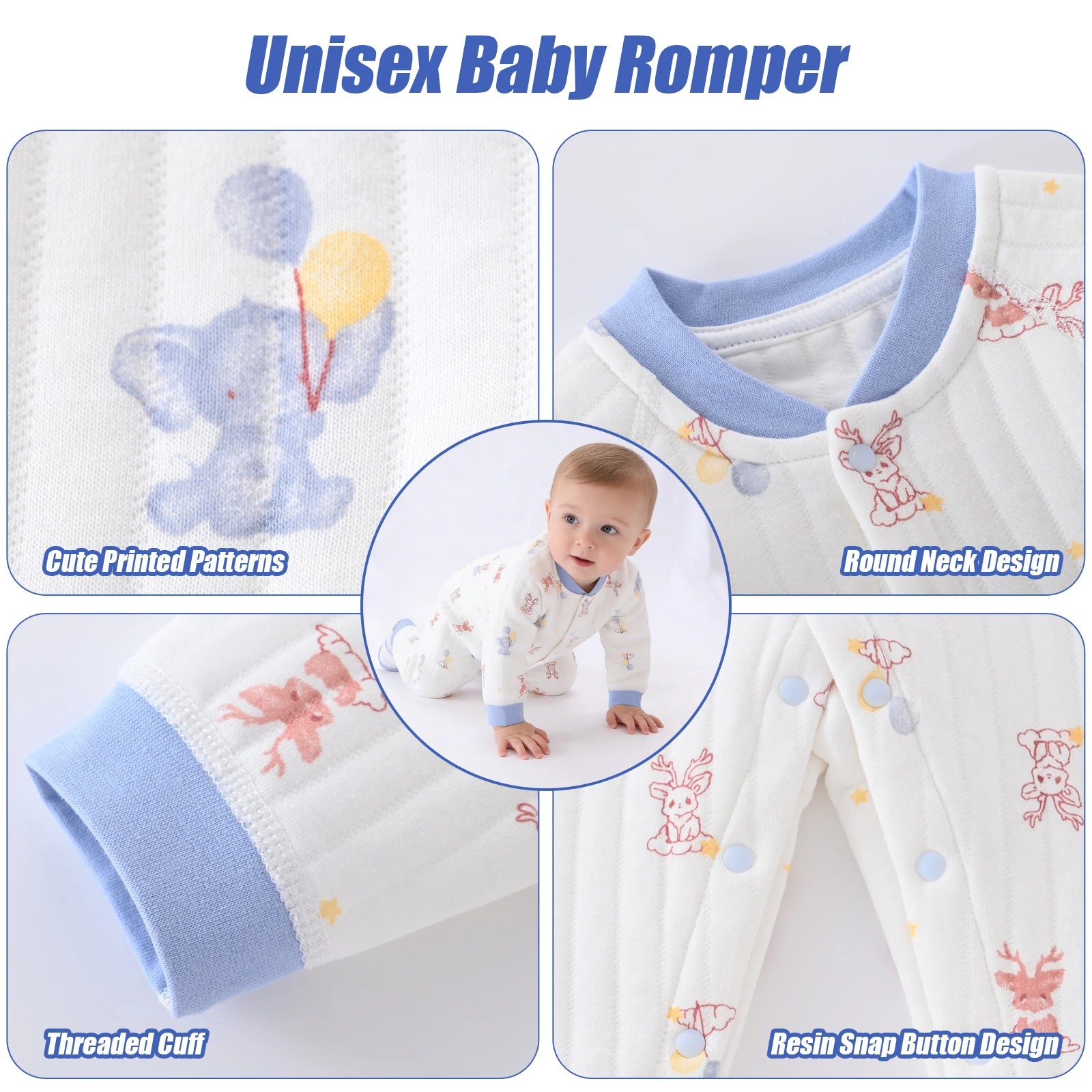Baby Jumpsuit Clothes Winter Thickening 100% Cotton  Boys Girls Cute Printed Bear Romper Infant Onesie Spring Trend 1-3-6-9-12M