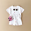 طقم ملابس صيفي مكون من قطعتين للرضع البنات، مناسب للمواليد الجدد، مصنوع من القطن، مطبوع عليه زهور صغيرة، بأكمام قصيرة وشورت، مناسب لعمر 0-3 سنوات