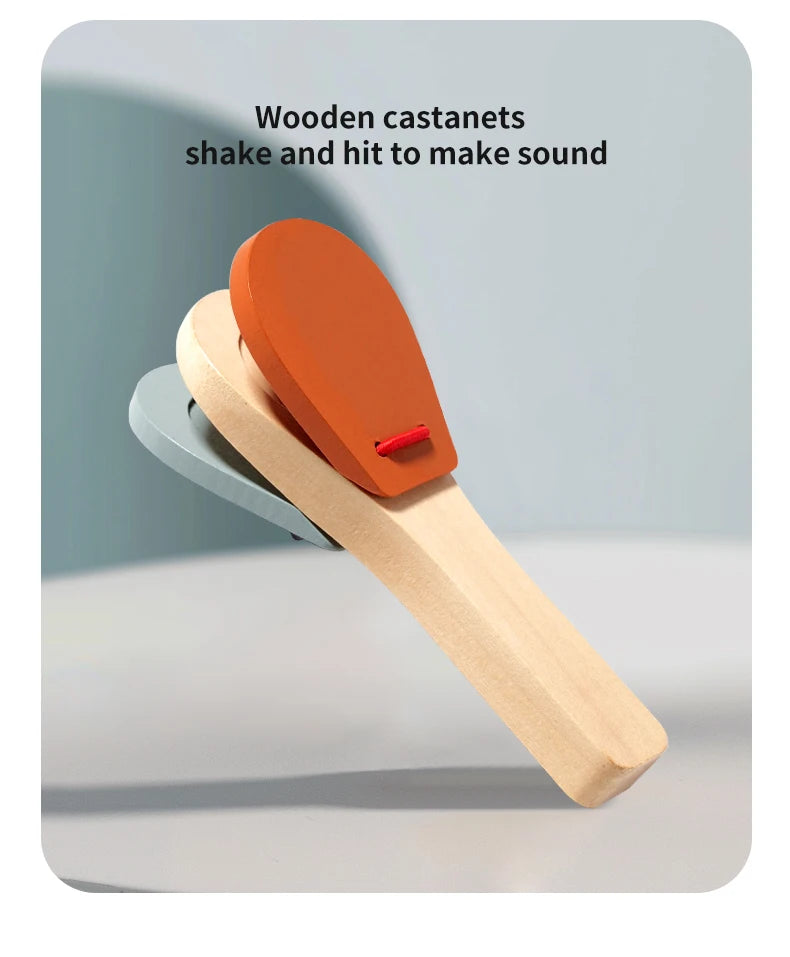 Baby Wooden Musical Instrument Toy Handheld Bell Ringing Rattle for Toddlers Sensory Development Early Childhood Education
