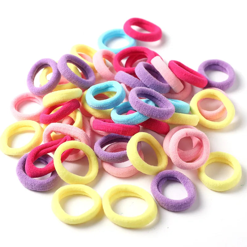 50pcs 3cm Candy Color Nylon Elastic Hair Bands Rubber Bands Scrunchies Hair Ropes Ponytail Holder Hair Accessories Set Black Red