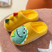 Boys Girls Winter Home Cotton Shoes Cartoon Dinosaur Embroidery Plush Slippers Back Wrap Soft Sole Non-slip Indoor Warm Shoes