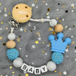 NEW Custom Personalized Name Pacifier Clip Handmade Beech Wooden Chain Silicone Crown Holder Soother Baby Teething Toy Chew Gift