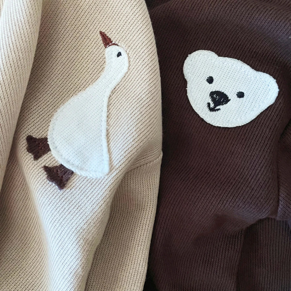 Infant Baby Boys Girl Clothes Newborn Autumn Long Sleeve Goose Bear Pattern Cotton Tops Casual Pants Toddler Clothing Outfit Set