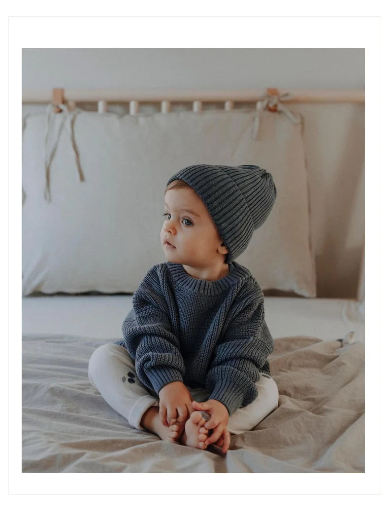 0-6T Newborn Baby Sweater Kid Boy Girl Winter Clothes Warm Thick Knit Pullover Top Infant Long Sleeve Basic Knitwear Outfit