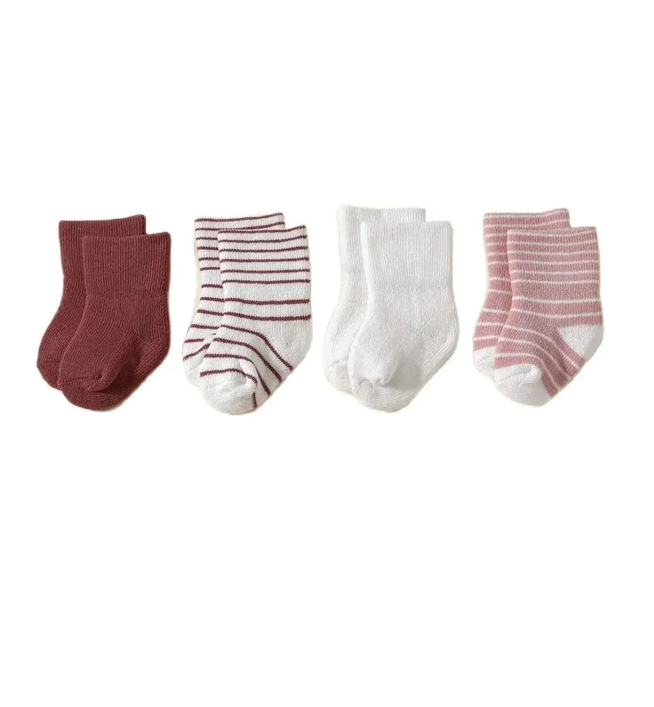 4 Pairs Baby Socks 0-12 Months, Non-Slip Infant Soft Socks for Boys and Girls, Newborn Baby Cute Ankle Socks Spring and Autumn