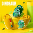 Boys Girls Winter Home Cotton Shoes Cartoon Dinosaur Embroidery Plush Slippers Back Wrap Soft Sole Non-slip Indoor Warm Shoes