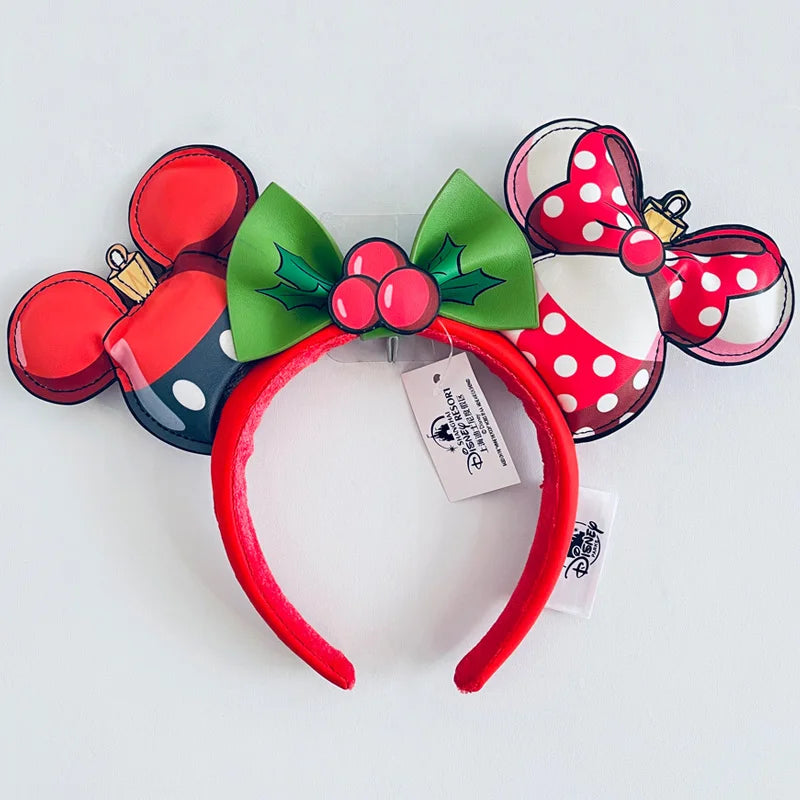 Disney Princess Headband Mickey Ear Rapunzel Snow White Sequin Bow Hair Hoop Gift Girl Accessories Halloween Gift Christmas Jack