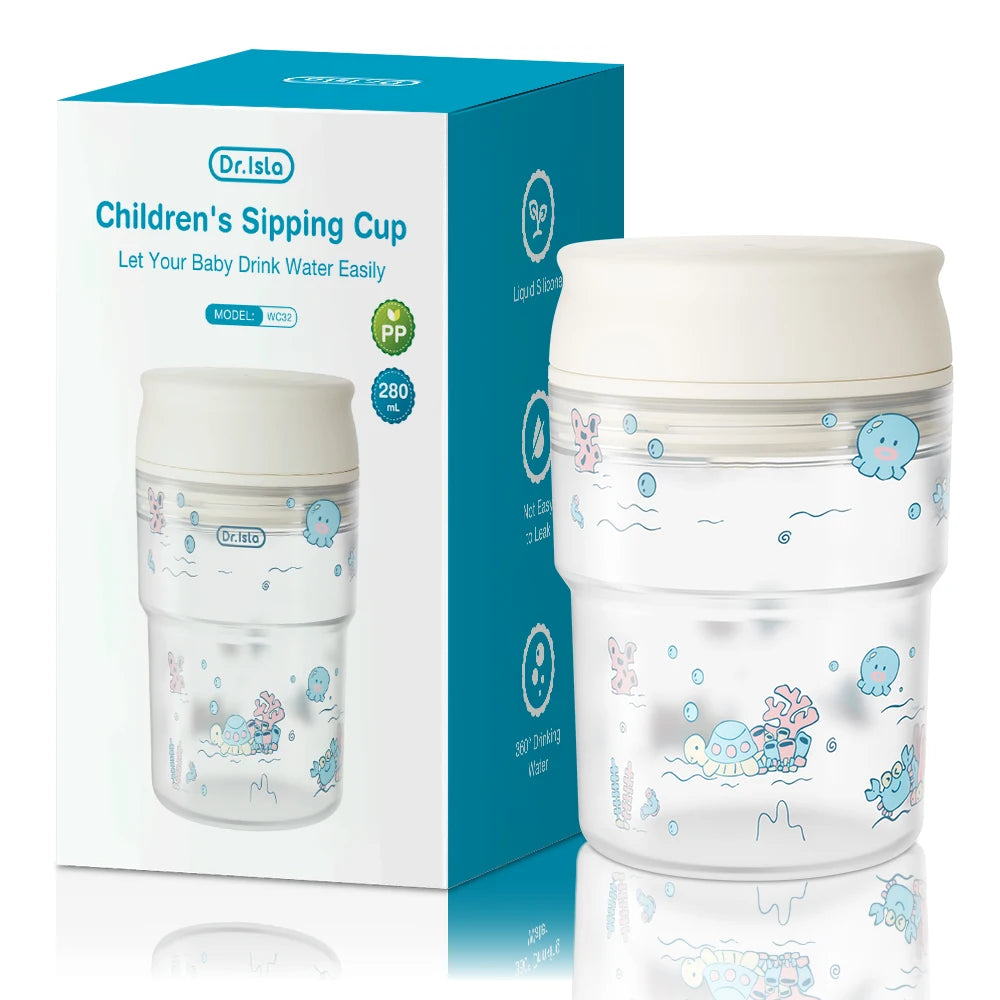 MAMIJOY 280ml Baby Learning Drinking Cup With Handle 360 Degrees Drinking Water Baby Sucking Cup Flip Lid Leakproof Infants WC32