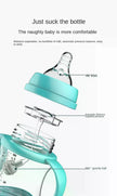 Baby Silicone Feeding Bottles Infant Drop-proof Milk Bottle with Straw Child Anti-hot Handle Drinking Bottle Baby Milk Feeding