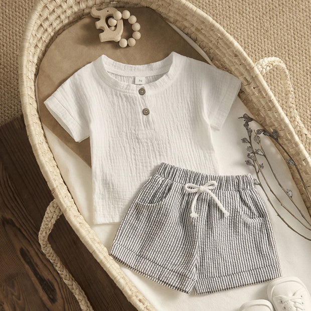 ma&baby 0-3Y Toddler Infant Kid Baby Boy Clothes Sets Soft Short Sleeve T-shirt Tops Striped Shorts Summer Outifts Clothing