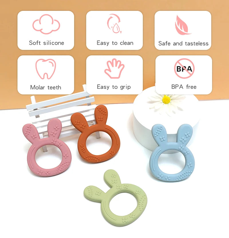 New Baby Teether carrot bunny Shape Silicone Teether Teething Toy Kids Sensory Educational teething Toy