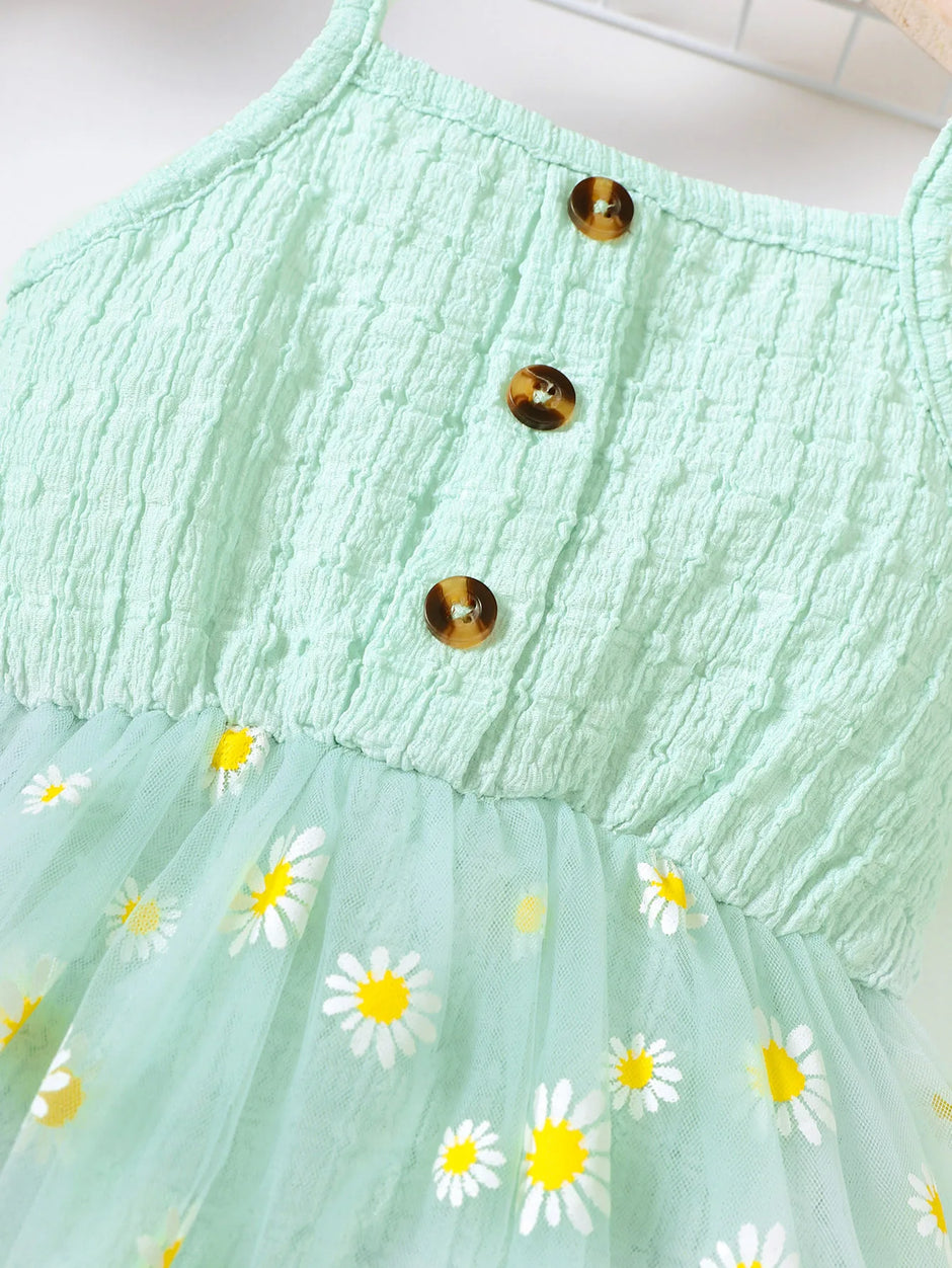 Baby girl Bodysuit Butterfly knot suspender small daisy chiffon fashionable Bodysuit for 3-24 Months cute Baby girl Clothing
