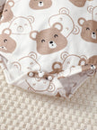 4PCS Clothing Set 0-9 Months Newborn Baby Boy Bear Short Sleeve Romper+Pants+Hat+Sock Infant Baby Full Moon Photography Outfits