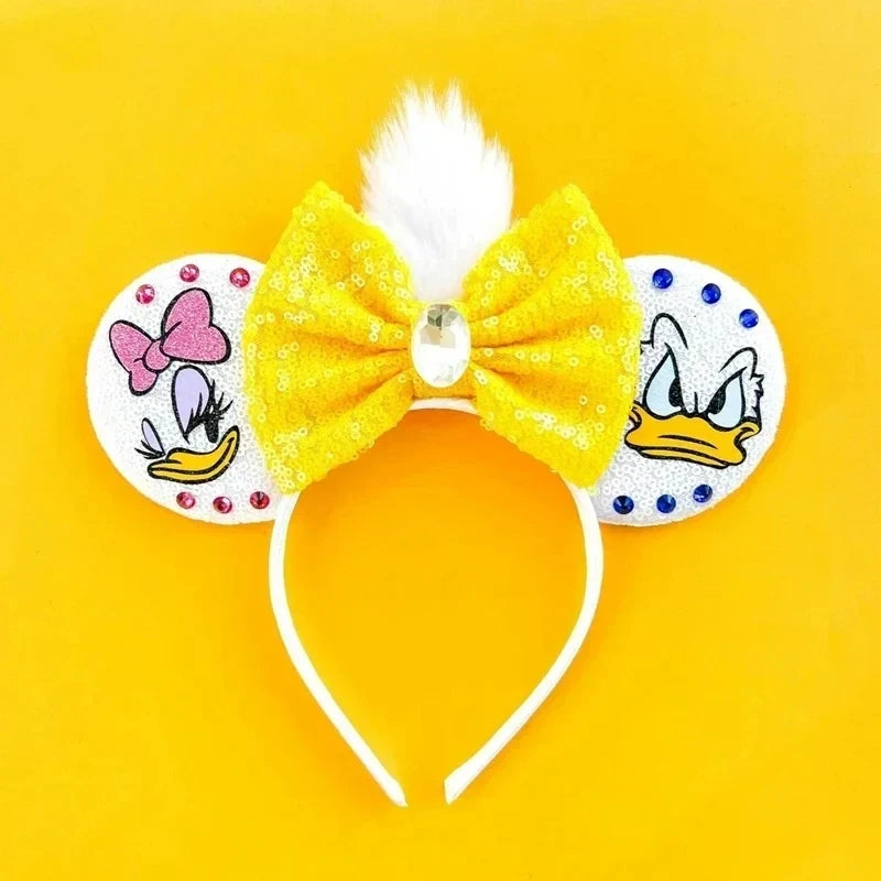 Mickey Mouse Ears Headbands for Baby Girls Daisy Duck Hairbands Donald Duck Headwear Adults Women Bows Hair Accessories
