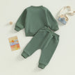 Pudcoco Baby Boy 2 Piece Cute Outfit Solid Color Long Sleeve Sweatshirt and Elastic Pants Set Newborn Infant Fall Clothes 0-3T