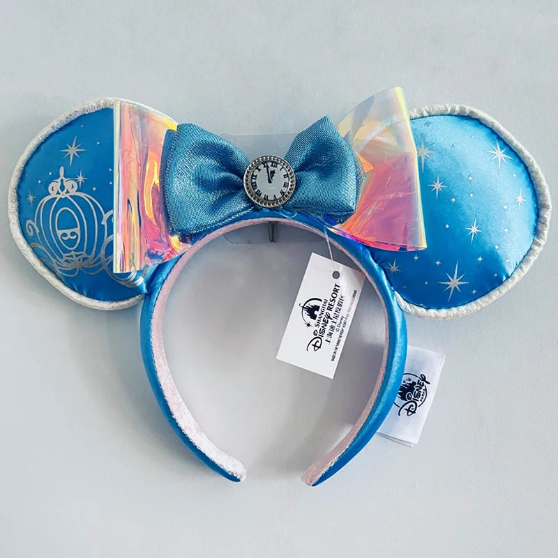 Disney Princess Headband Mickey Ear Rapunzel Snow White Sequin Bow Hair Hoop Gift Girl Accessories Halloween Gift Christmas Jack