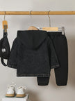2-Piece Fall/Winter Baby Boy Trend Fashion Vintage Denim Jacket + Casual Sports Sweatpants 2 Casual Outing Suit