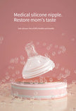 Glass Baby Bottle with Straw Wide Mouth Glass Silicone Handle Shatter Resistant and Autoclavable BPA Free