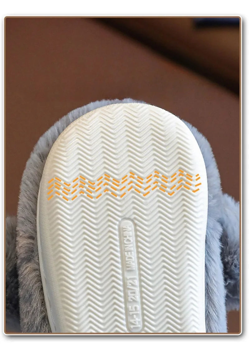 Children's Cotton Slippers for Boys Aged 1-5 Years Old Cute Cartoon Girls' Slippers Infants and Young Children Autumn and Winter