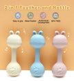 Food-Grade Baby Bunny Silicone Rattle Teether – Dumbbell Shape for Easy Grip, Handheld Toy for Infants