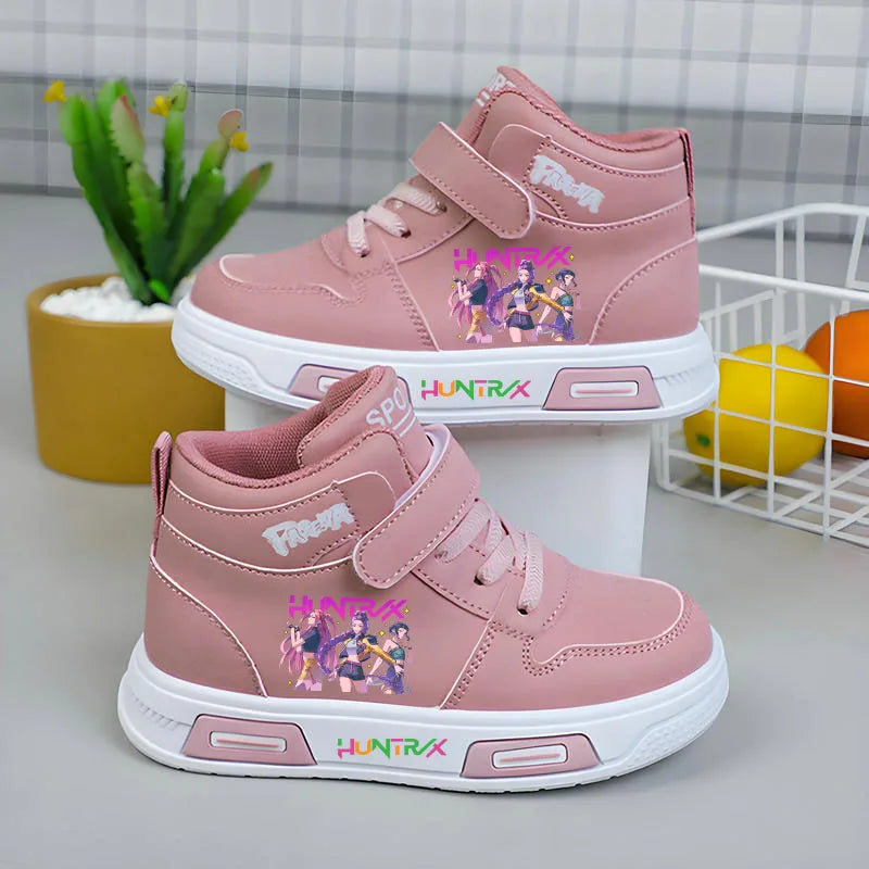 New Kpop Demon Hunter Children Sneakers For Girls High-Top Shoe Autumn White Shoe Casual Running Shoe Anti Slip Soft Sole Tenis