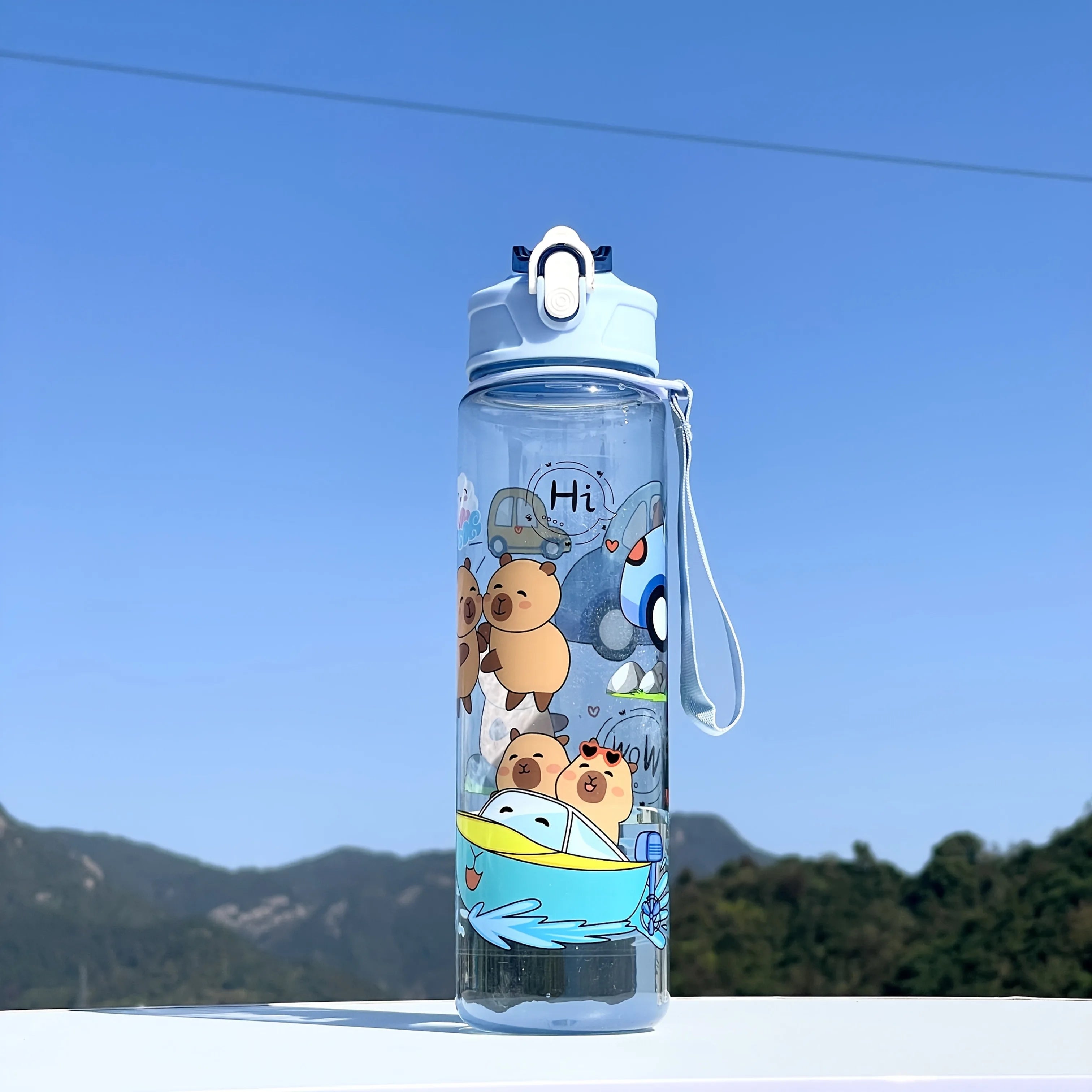 800ML Kids Water Sippy Cup Creative Cartoon Cup with Straws Leakproof Water Bottle Outdoor Portable Children's Plastic Water Cup