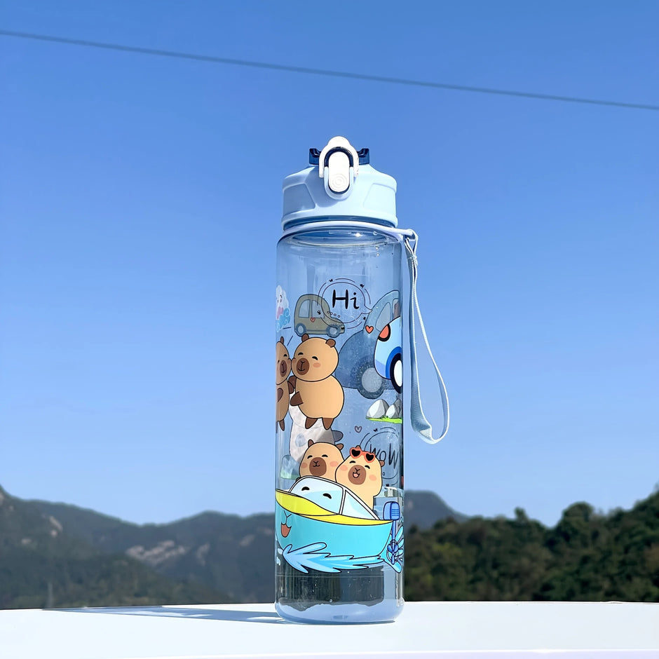 800ML Kids Water Sippy Cup Creative Cartoon Cup with Straws Leakproof Water Bottle Outdoor Portable Children's Plastic Water Cup